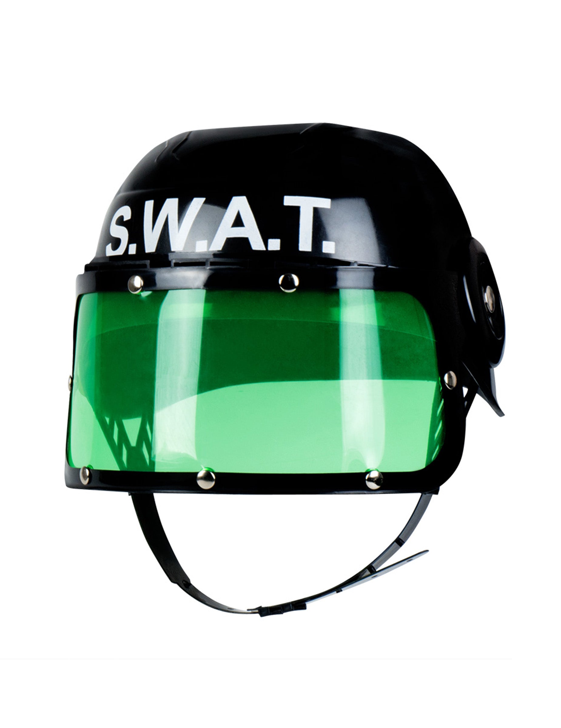Vue de trois-quarts du casque SWAT pour enfant