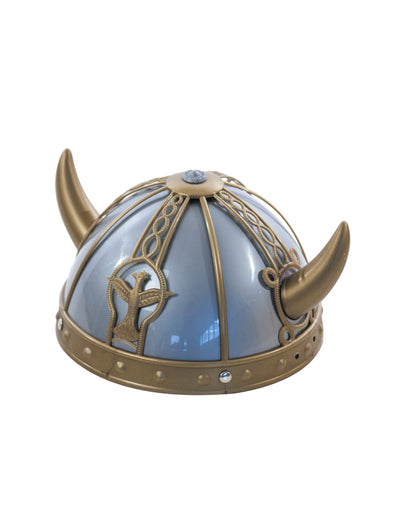 Casque viking pour adulte gris et doré avec cornes
