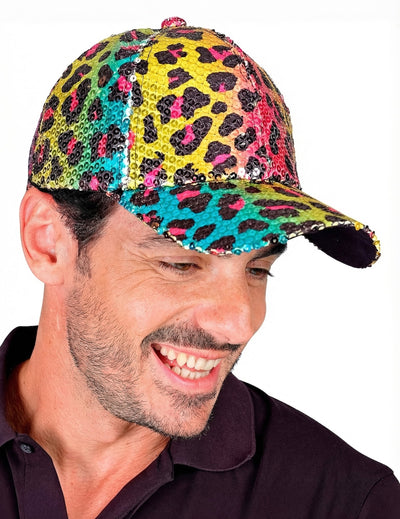 Casquette à sequins léopard pour adulte multicolore