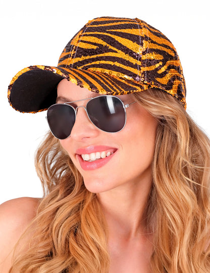 Čepice s flitry pro dospělé tygří