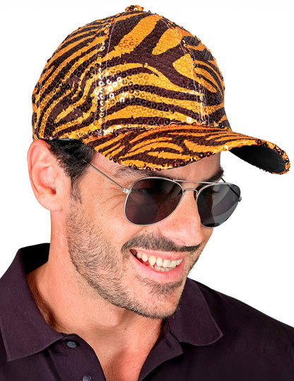 Čepice s flitry pro dospělé tygří