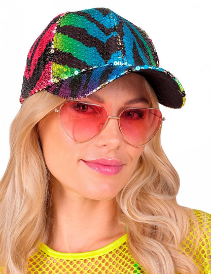 Čepice pro dospělé s vícebarevnými flitry a tygřím vzorem
