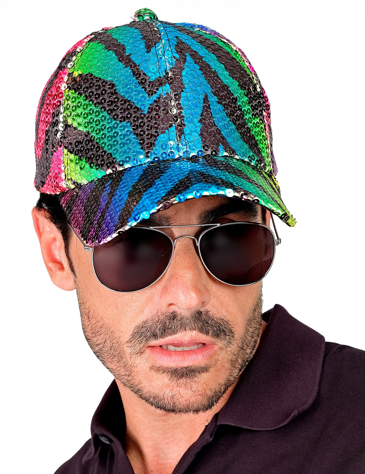 Čepice pro dospělé s vícebarevnými flitry a tygřím vzorem