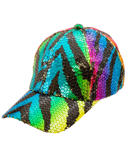 Čepice pro dospělé s vícebarevnými flitry a tygřím vzorem