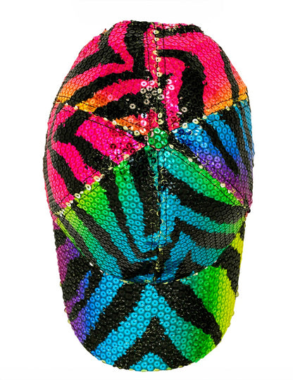 Čepice pro dospělé s vícebarevnými flitry a tygřím vzorem