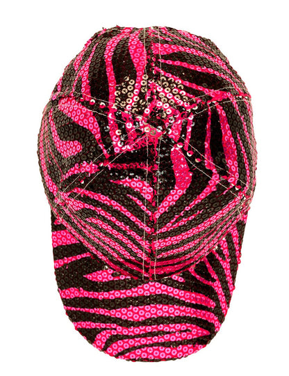Růžová flitrovaná čepice pro dospělé s tygřím vzorem