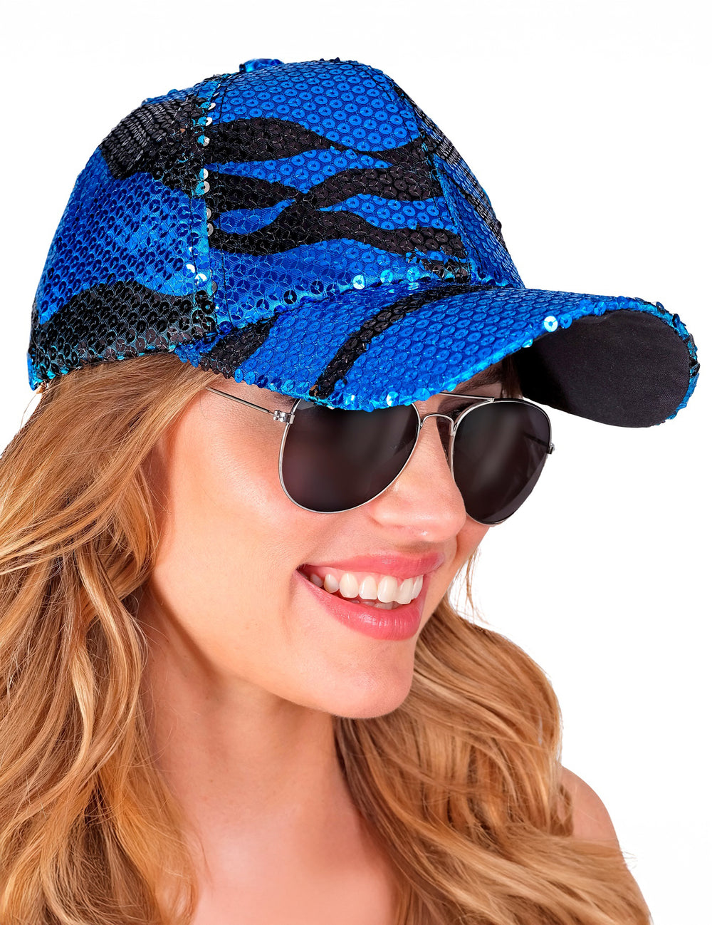 Vue de profil de la casquette à sequins vague pour adulte