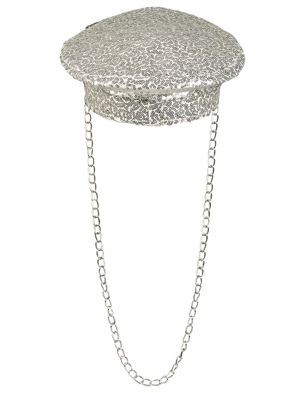 Casquette avec chaine et sequins pour adulte argentée