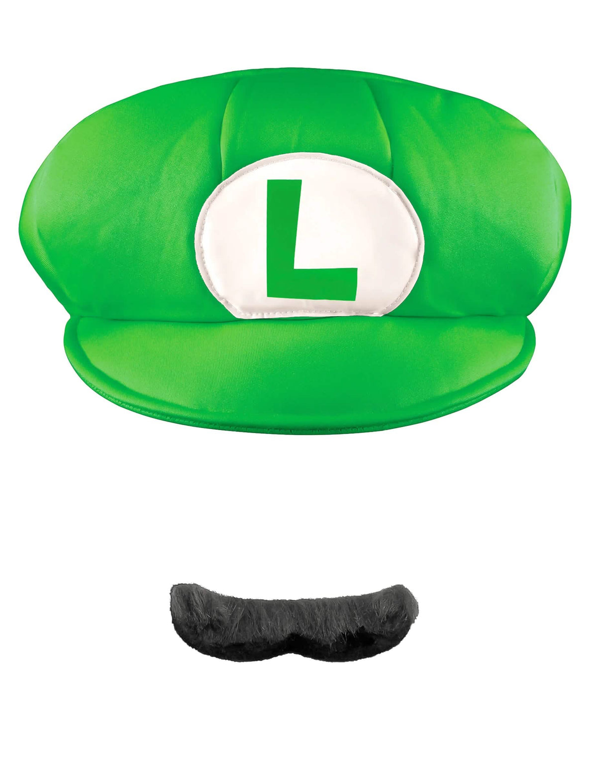 Pohled zepředu na čepici a knír Luigi™