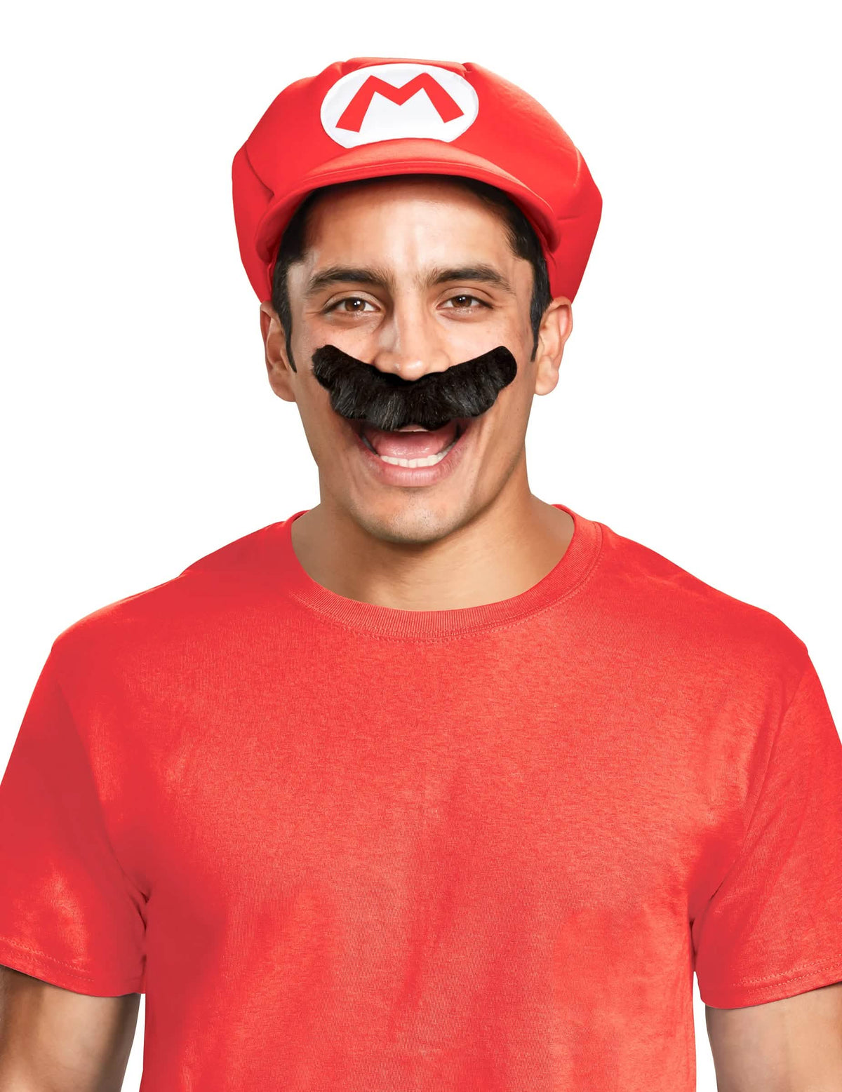 Kšiltovka a knírek Mario pro dospělý červená a černá
