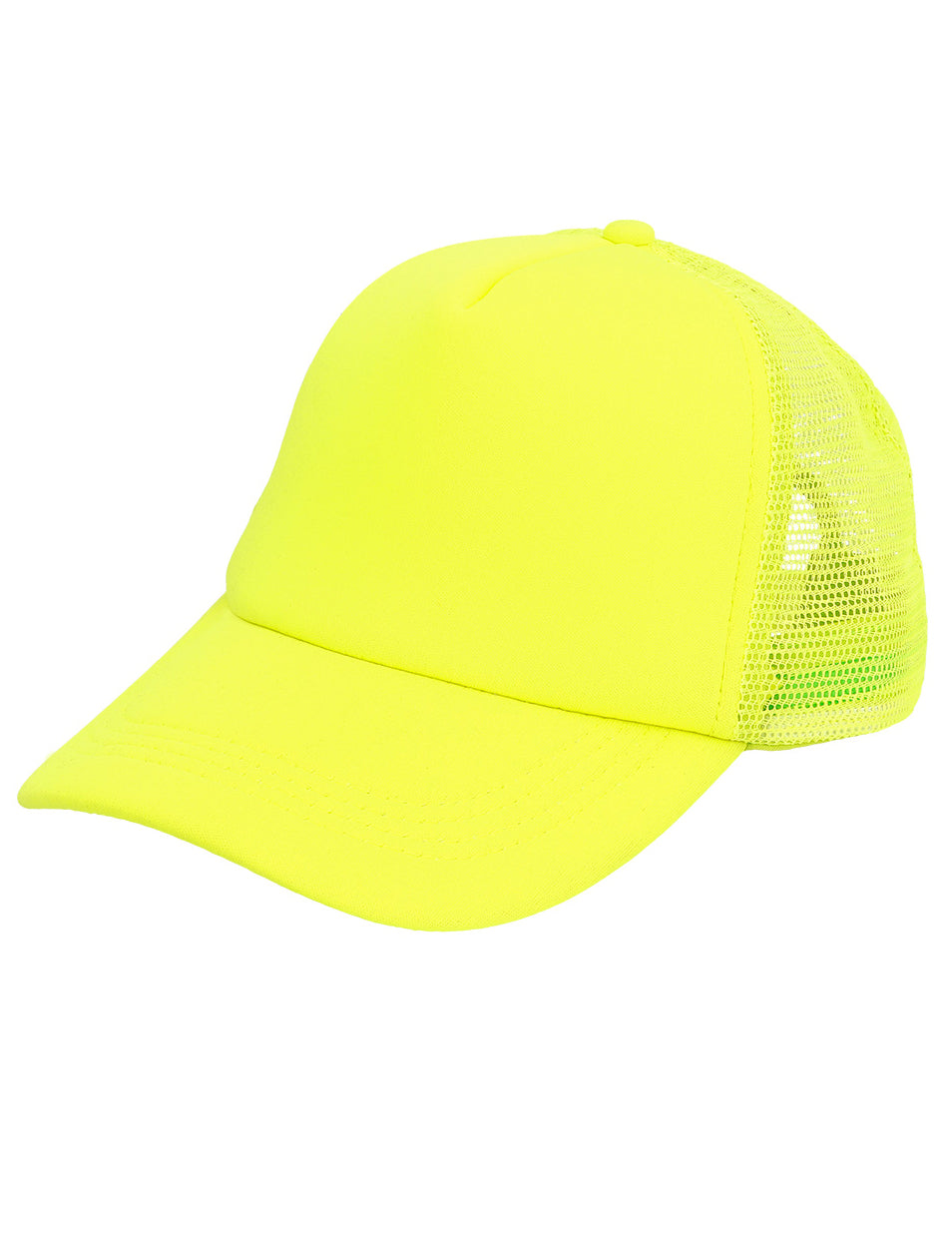 Vue de trois-quarts de la casquette jaune fluo