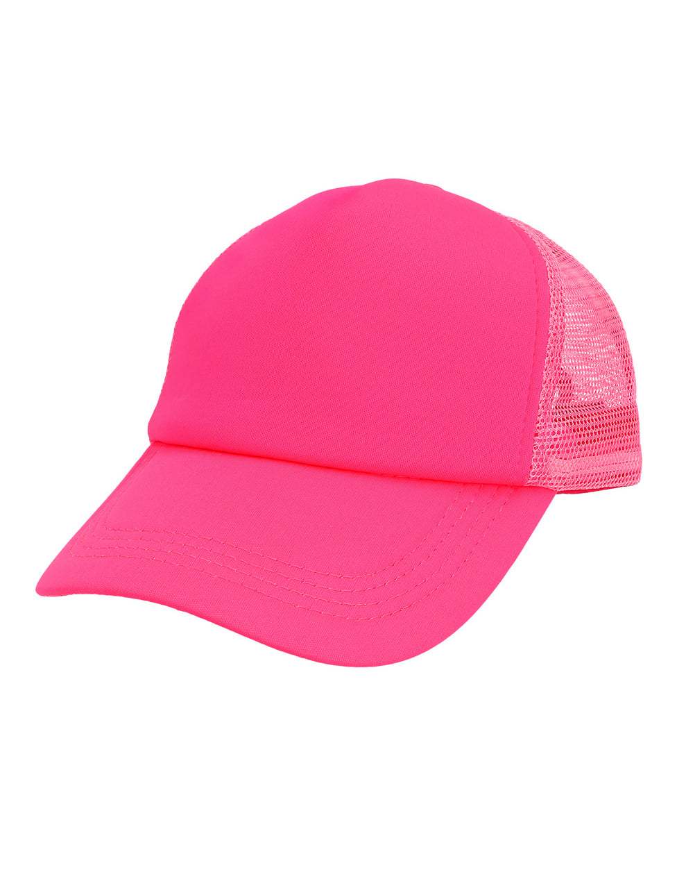 Vue de trois-quarts de la casquette rose fluo pour adulte