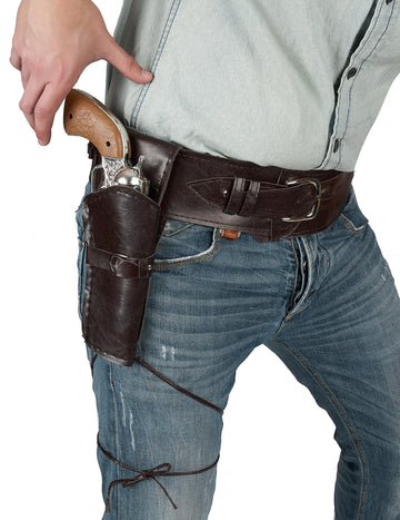 Ceinture avec étui cowboy pour adulte marron