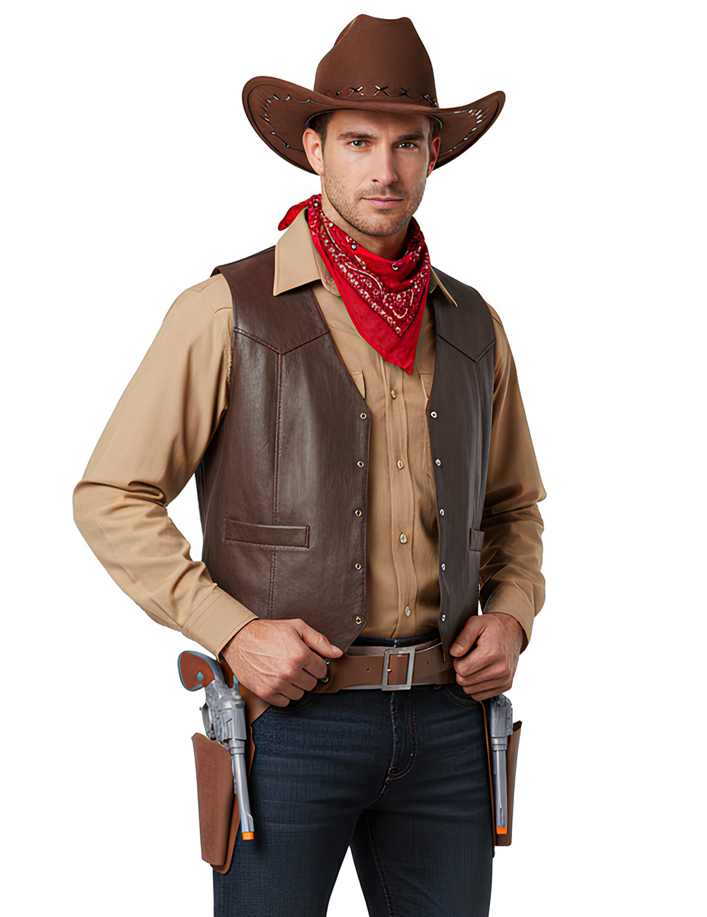 Kovbojský opasek s pouzdrem a 2 pistolemi