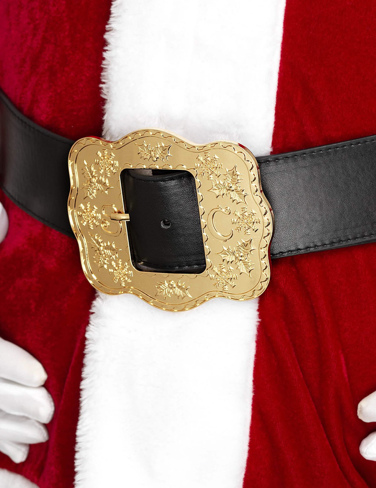pásek santa claus luxus pro dospělý černý s zlatou přezkou s motivy