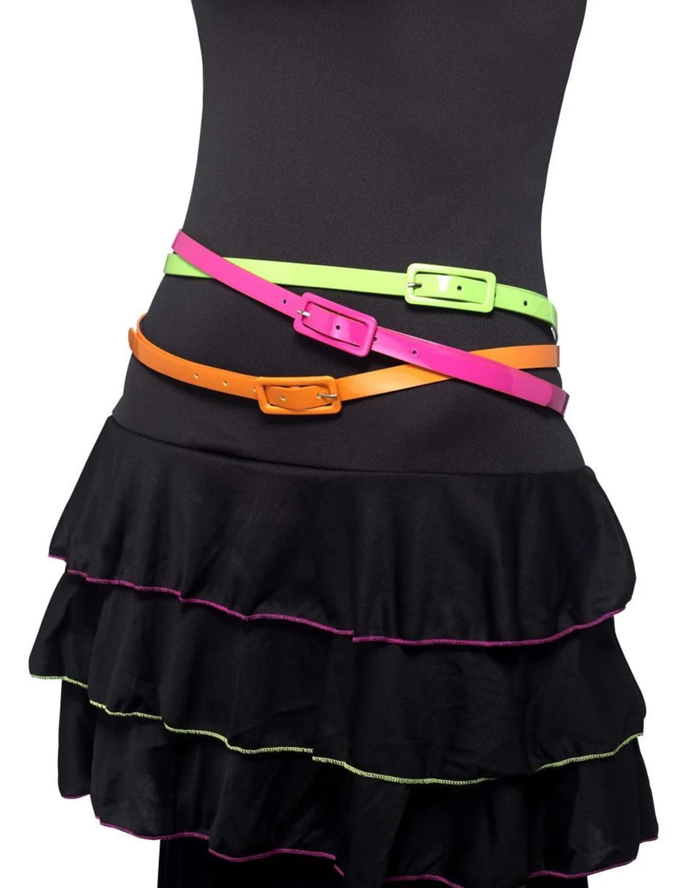 Ceintures fluo pour adulte lot de 3 rose jaune et orange