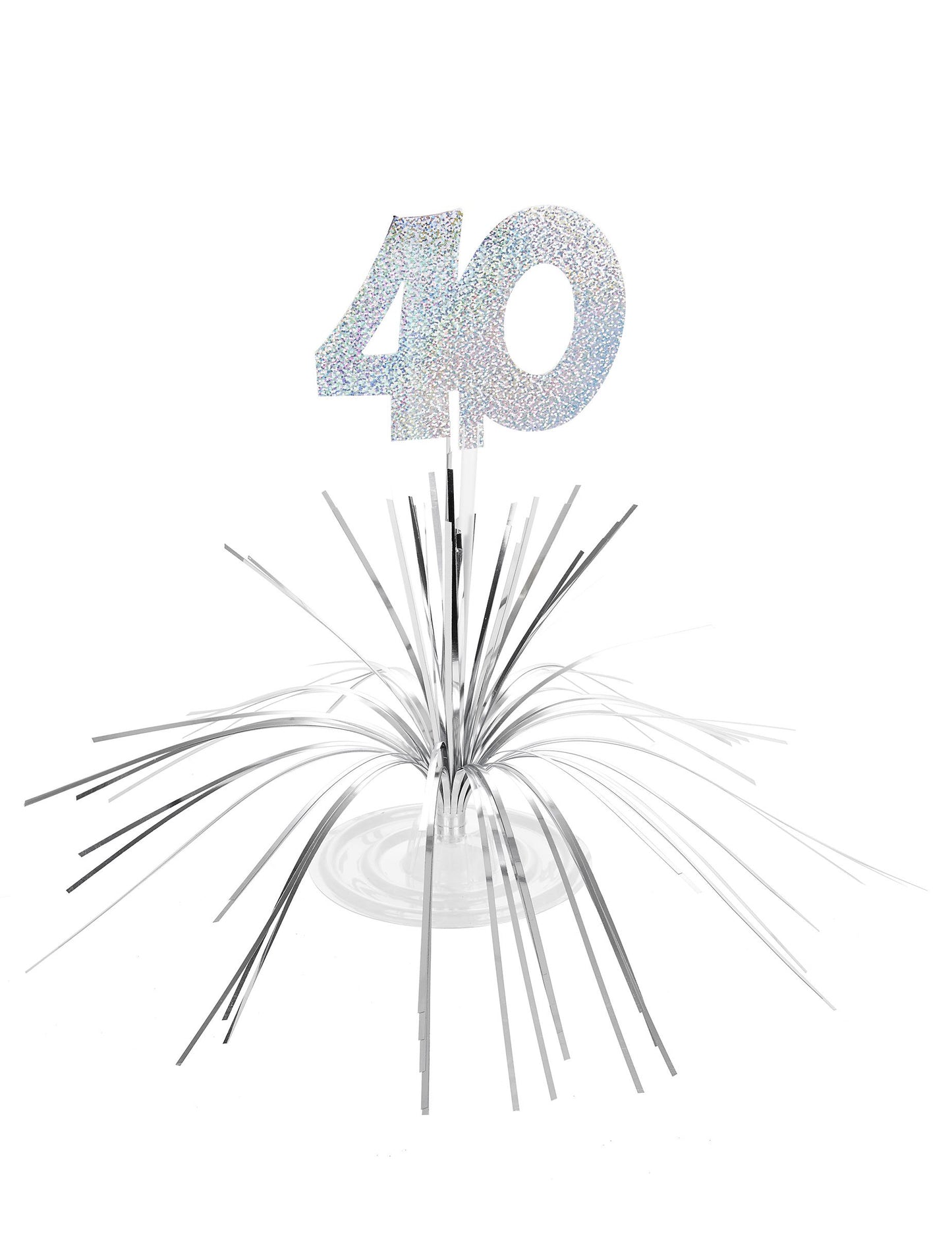 Centre de table 40 ans pour anniversaire argent scintillant