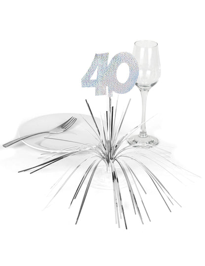 Mise en scène sur une table du centre de table 40 ans pour anniversaire