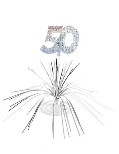 Centre de table 50 ans pour anniversaire argenté scintillant