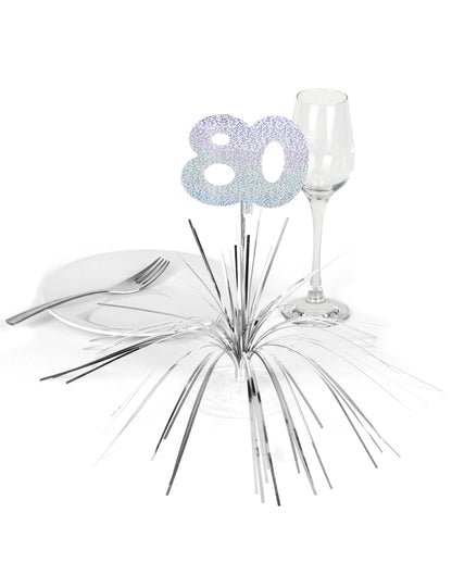 Mise en situation sur une table de fête du centre de table 80 ans