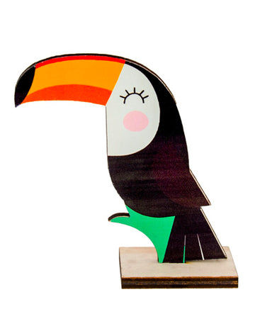 Roztomilý dřevěný středový díl Tukan 10 x 10 cm tropická výzdoba