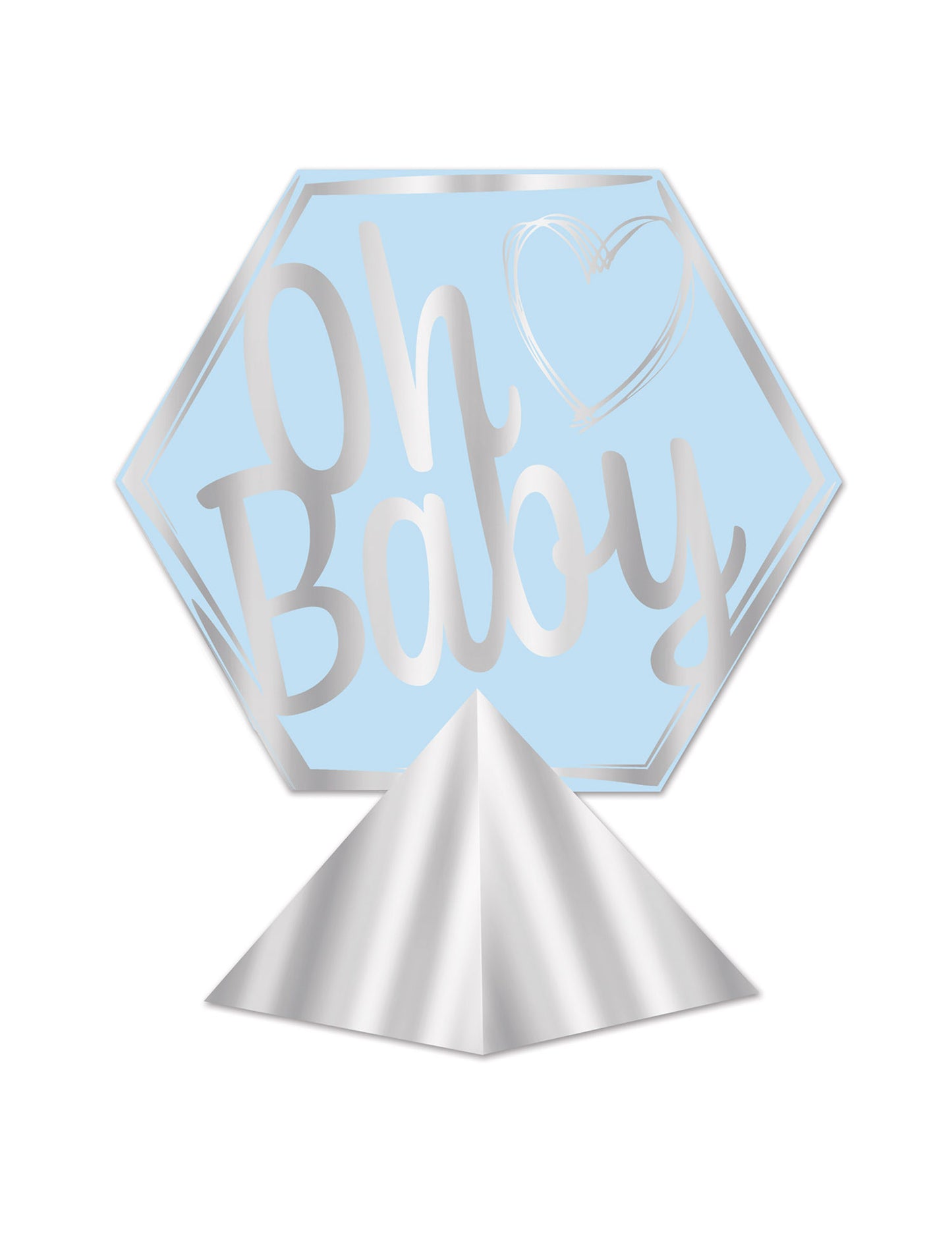 Oh baby modrý a stříbrný kartonový střed 29 x 26 cm pro miminko