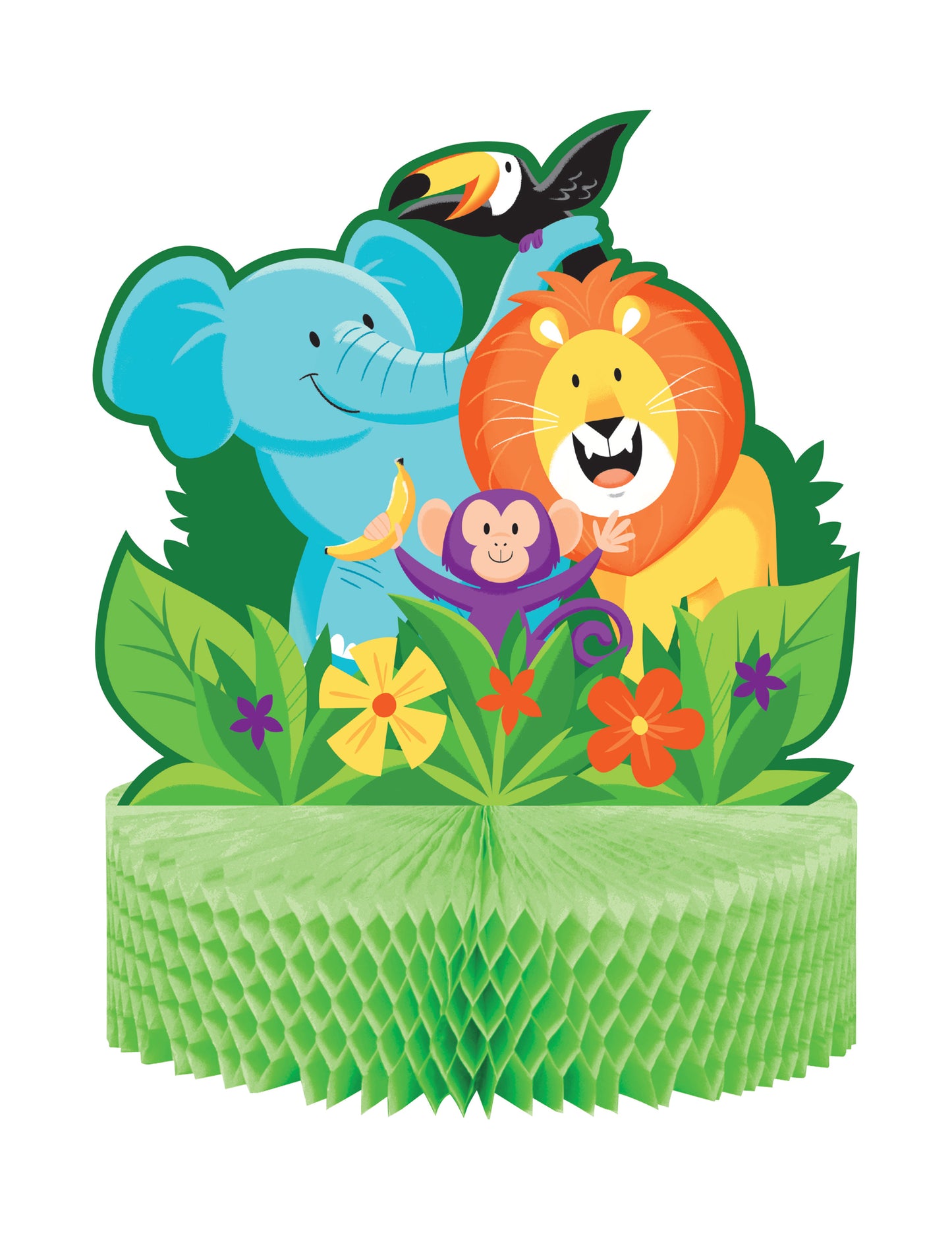 Voštinový papírový střed z džungle safari 28 x 23 cm k narozeninám