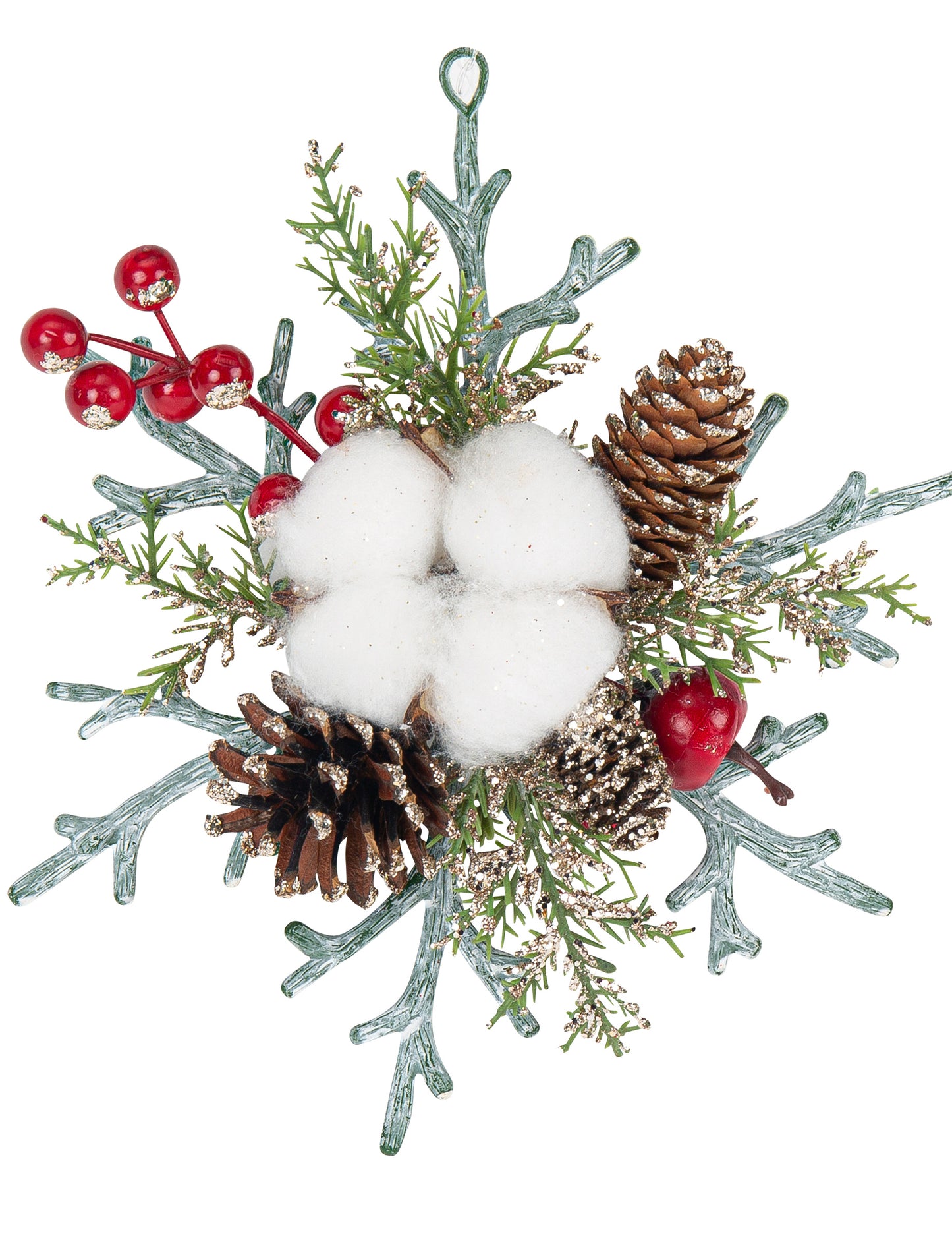 Šampaňské třpytivé přírodní sněhové vločky střed 19.5 cm pověsit