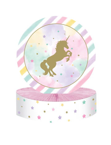 Centre de table en carton licorne dorée et rose