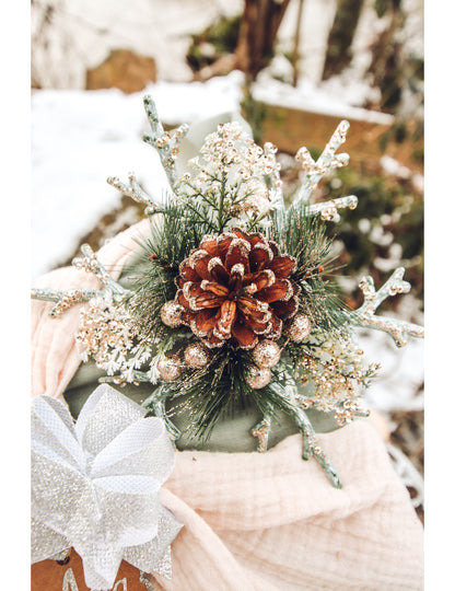 Šampaňské třpytivé sněhové vločky přírodní středobod 19.5 cm