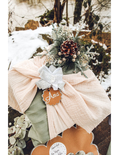 Šampaňské třpytivé sněhové vločky přírodní středobod 19.5 cm