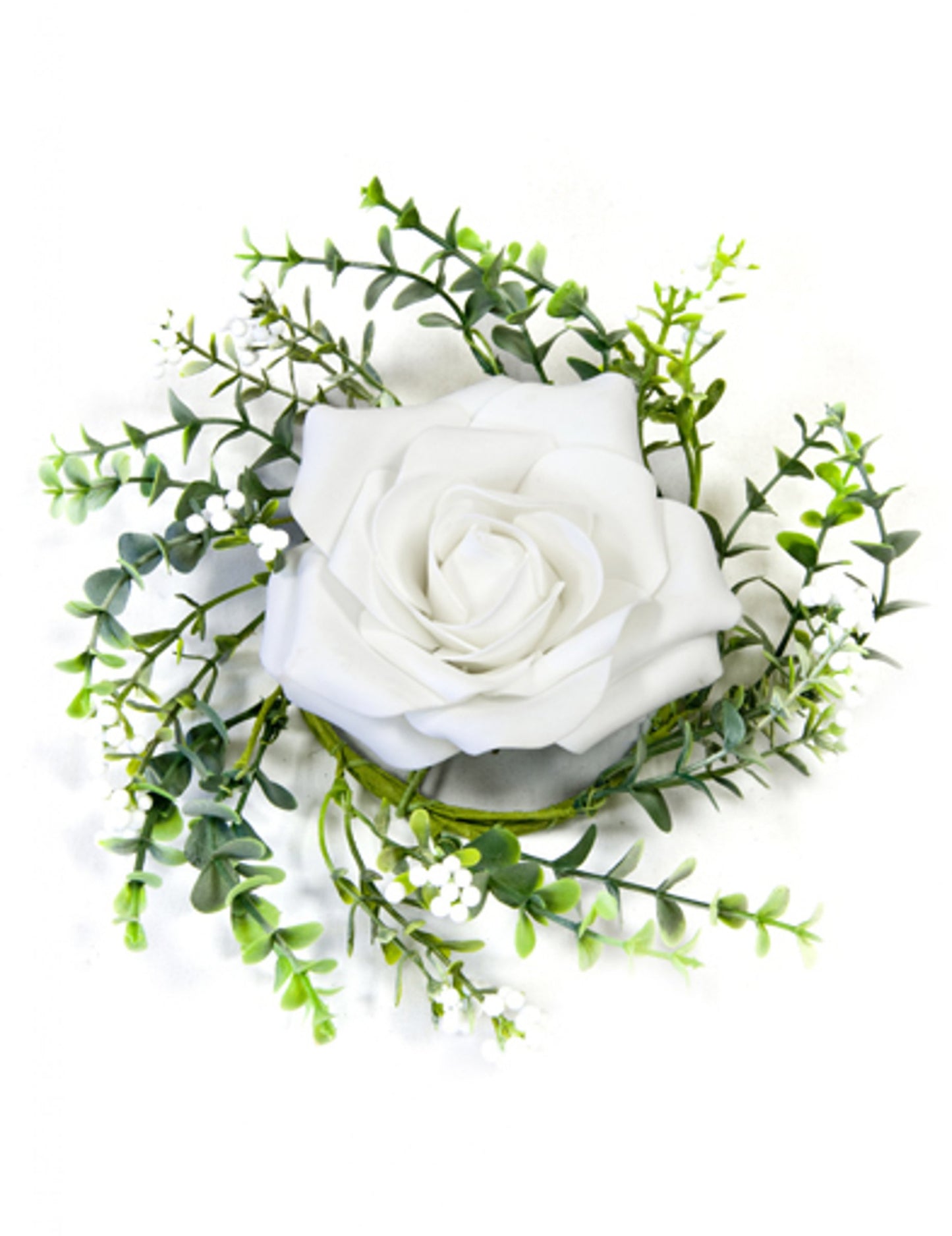 Růžový střed a bílé listy 18 cm umělá květina