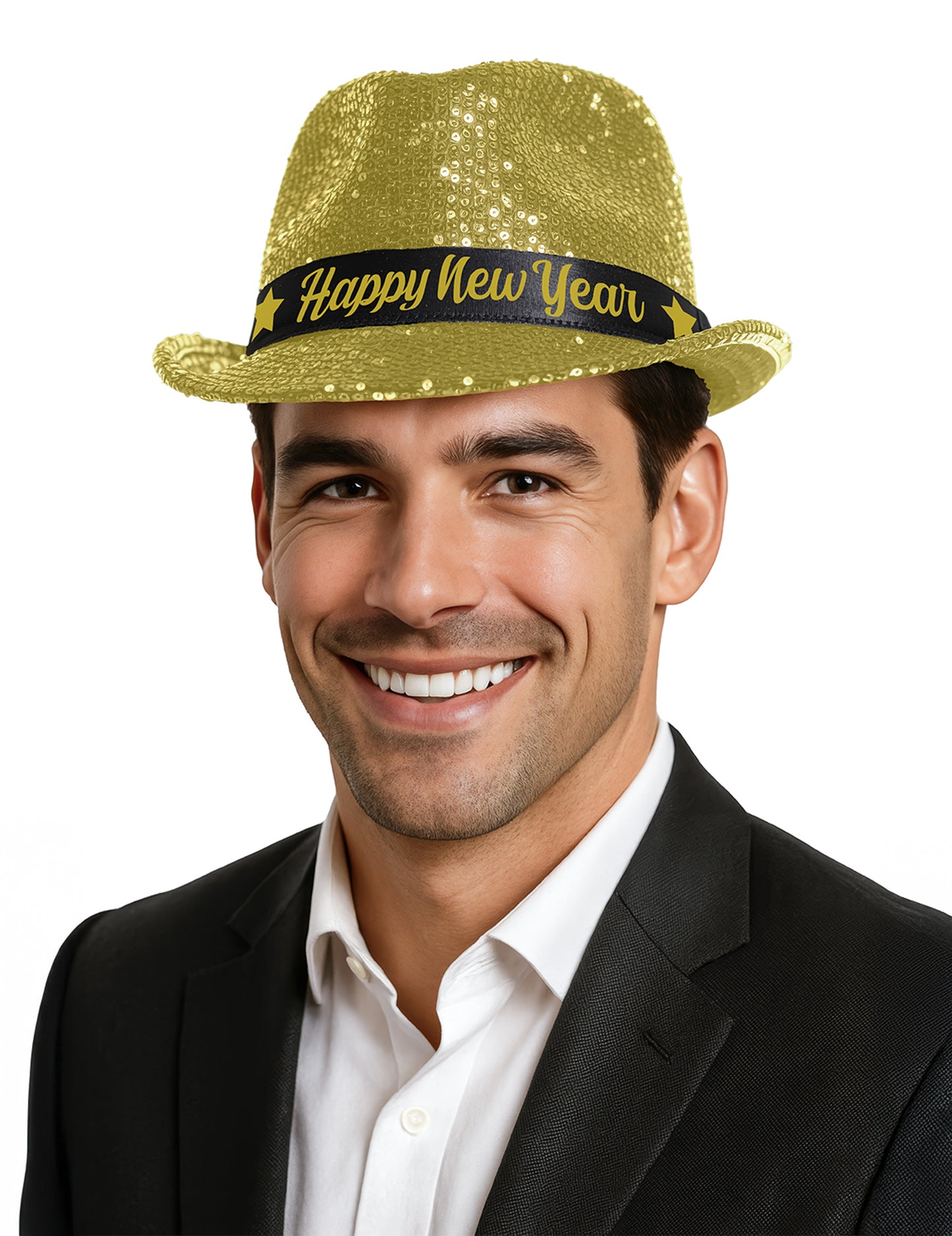 Zlatý flitrovaný klobouk pro dospělé s novým rokem
