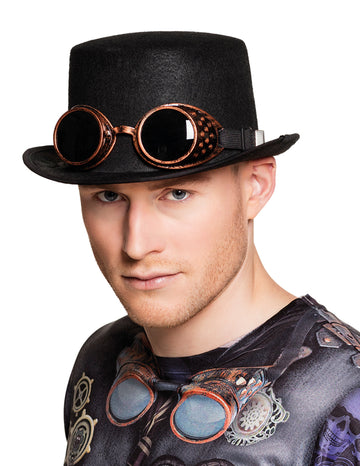Steampunk klobouk s brýlemi pro dospělé