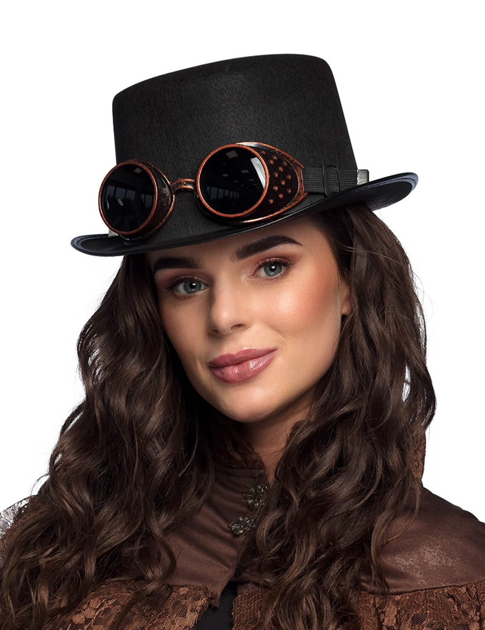 Klobouk s brýlemi steampunk pro dospělého černá a měděný