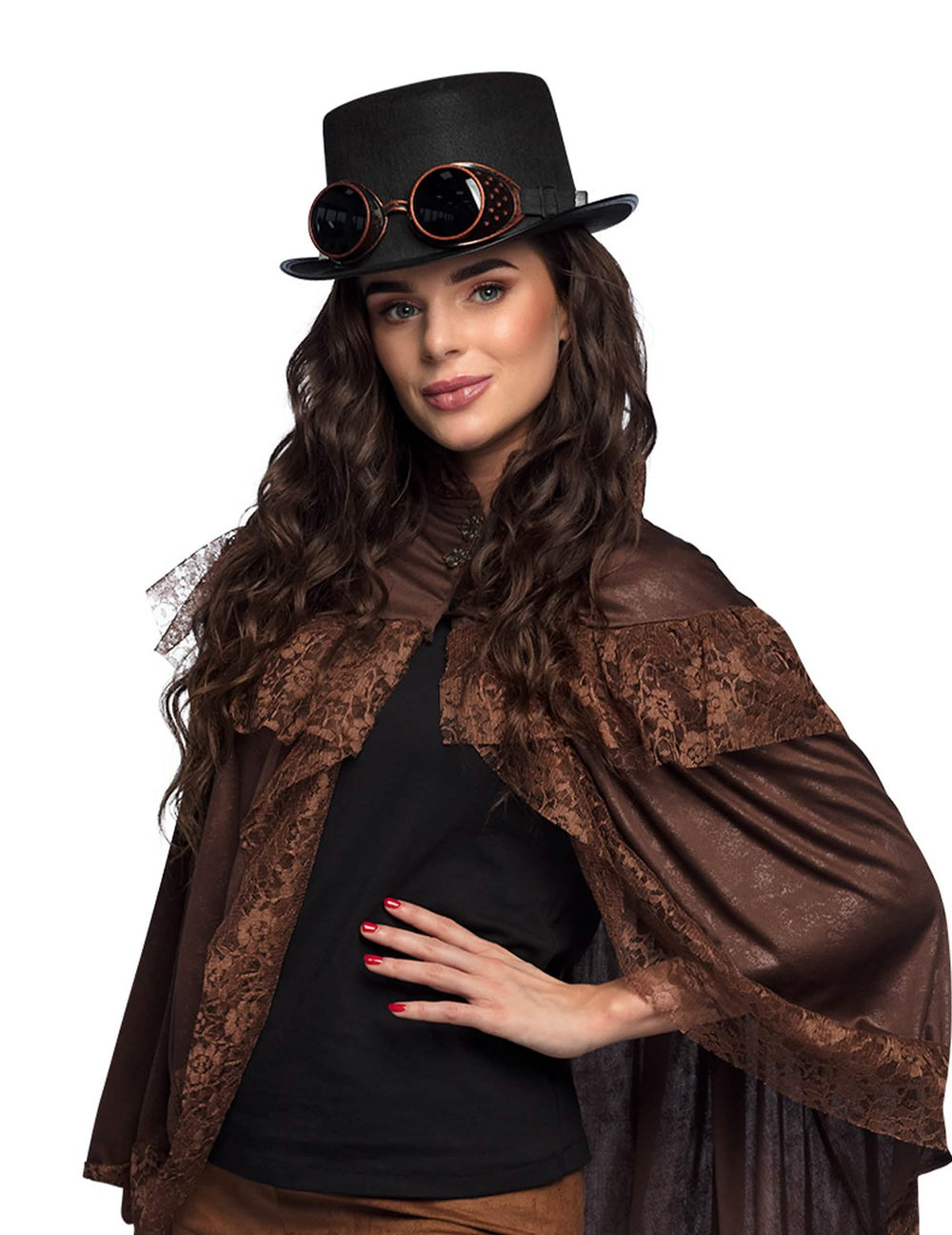 Situace klobouku s brýlemi steampunk