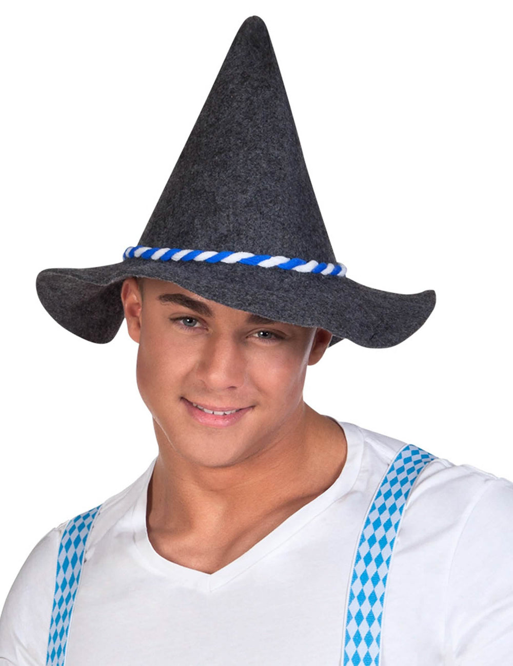 Pohled zepředu na bavorský klobouk pro dospělý