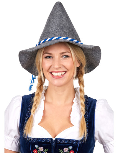 Bavorský klobouk pro dospělé s modrobílou šňůrkou