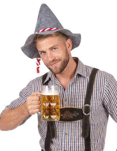 Bavorský klobouk pro dospělé s červenobílou šňůrkou