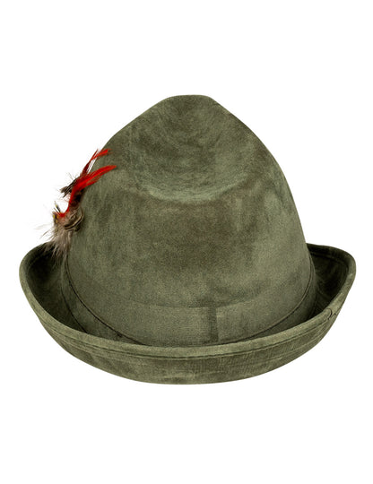Khaki Green Bavorský klobouk s dospělým peřím