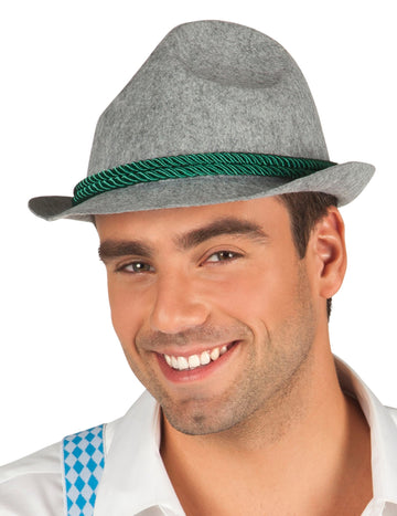 Chapeau bavarois pour homme gris avec cordon vert