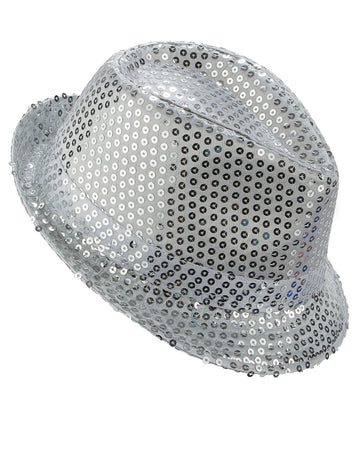 Stříbrný flitrovaný klobouk Borsalino pro dospělé