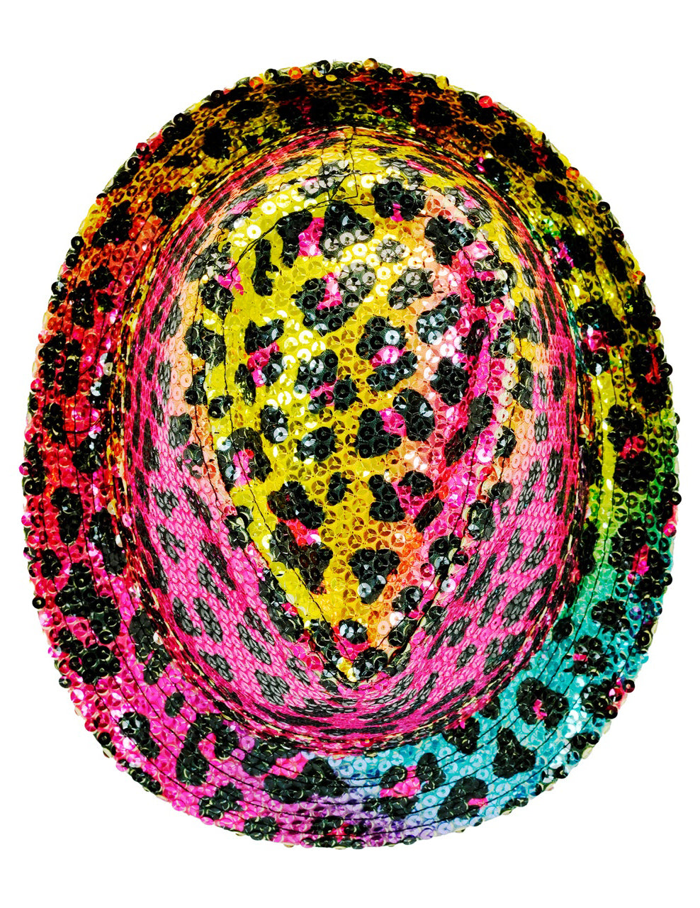 Dospělý vícebarevný leopardí flitrovaný klobouk Borsalino