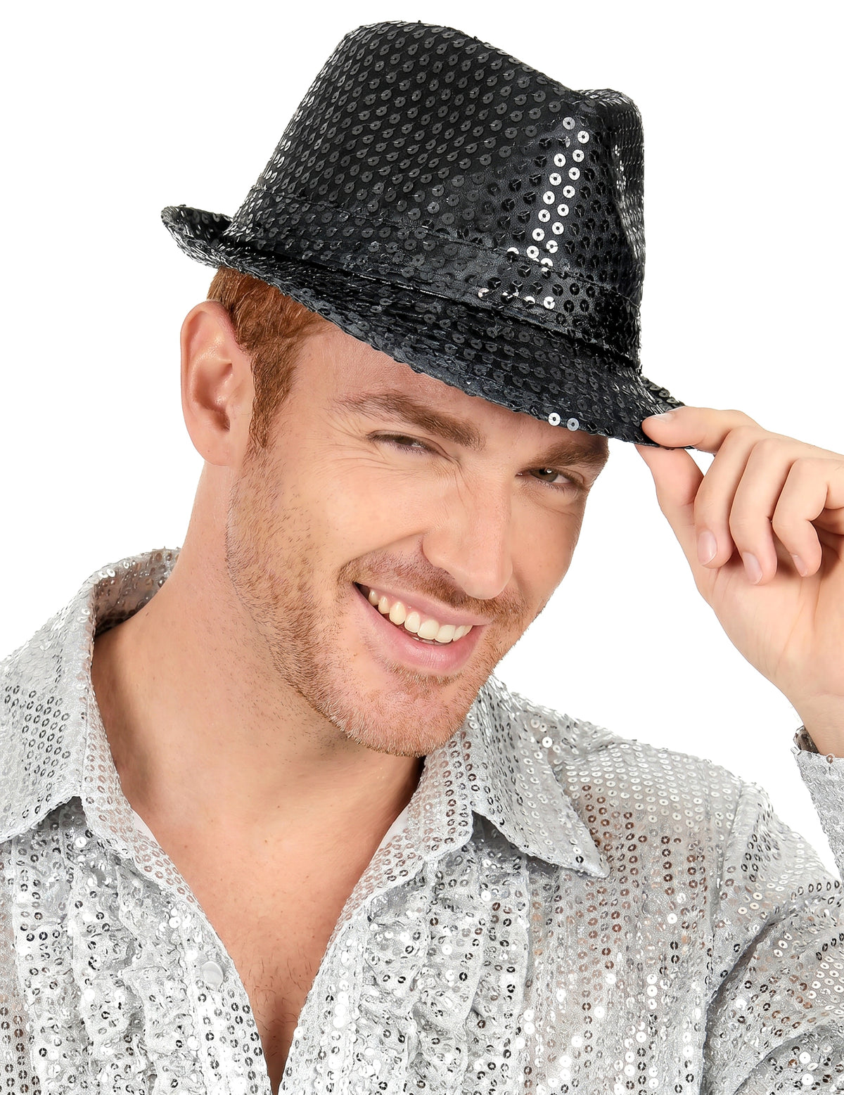 Černý flitrovaný klobouk Borsalino pro dospělé