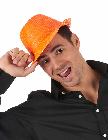 Oranžový flitrovaný klobouk Borsalino pro dospělé