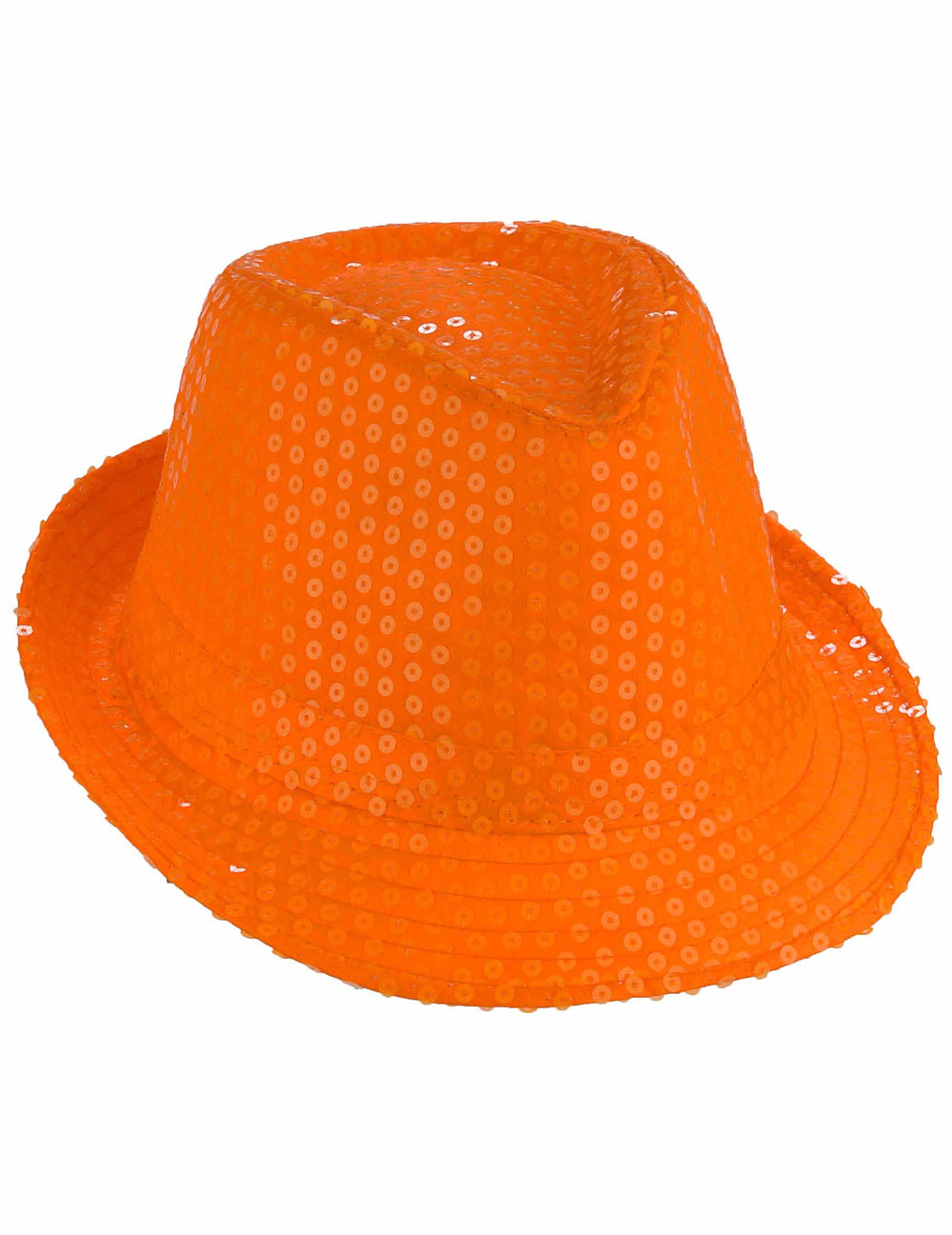 Boční pohled na borsalino klobouk s flitry