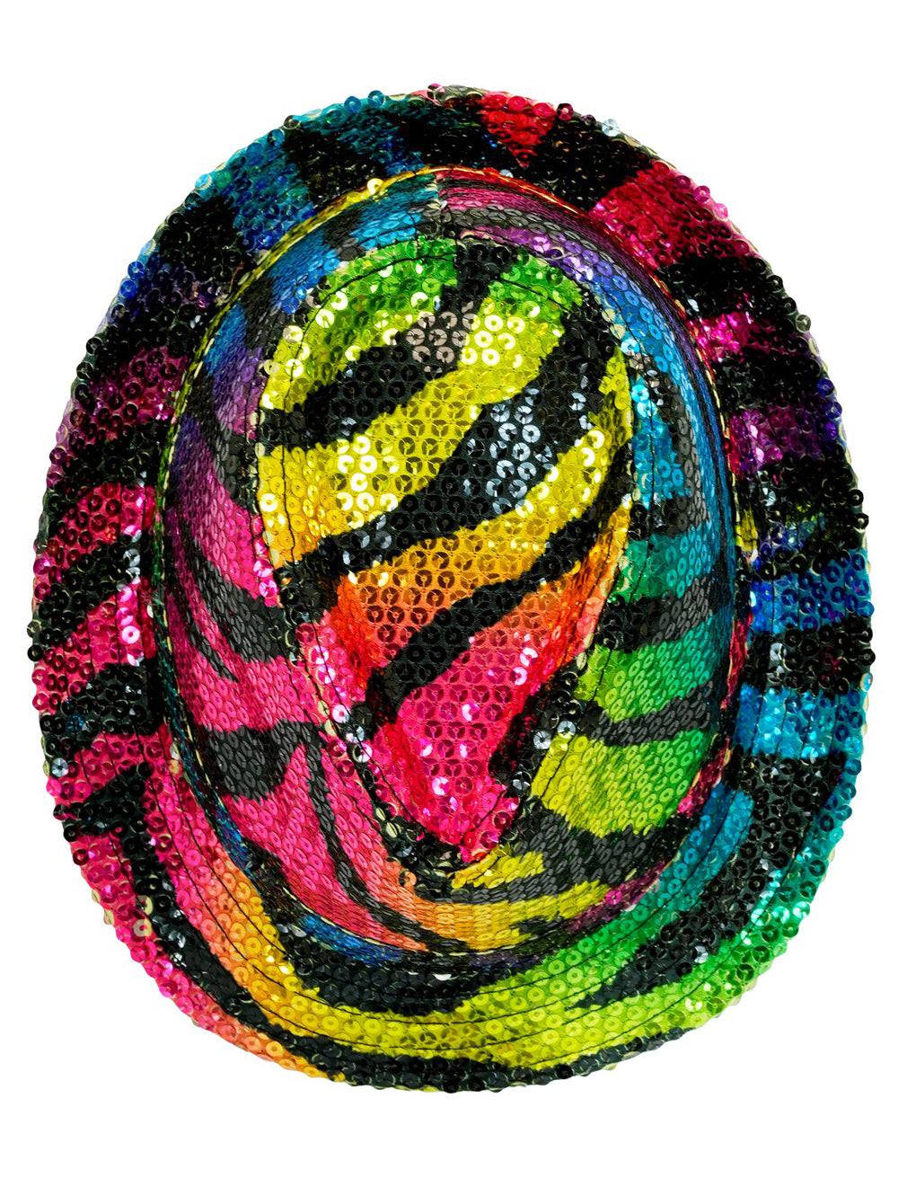 Dospělý vícebarevný flitrovaný klobouk borsalino s tygřími motivy