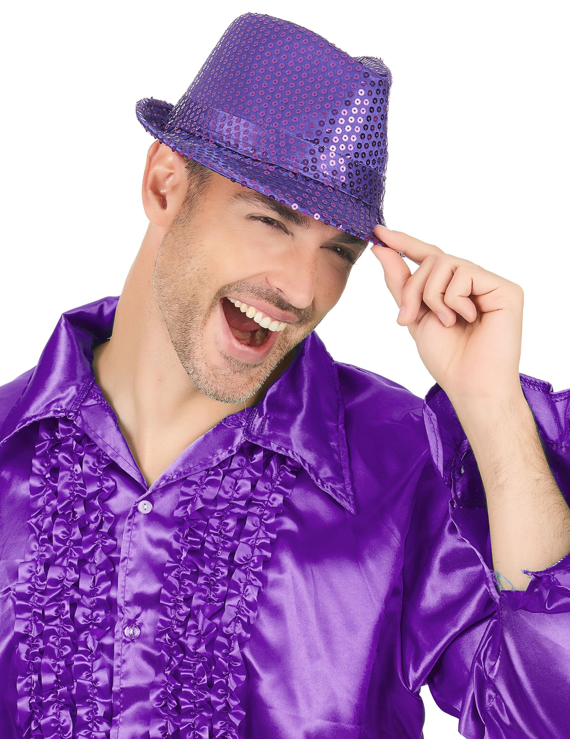 Porté par un homme du chapeau borsalino à sequins pour adulte