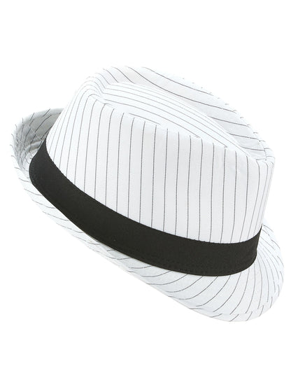 Bílý klobouk borsalino s černými pruhy