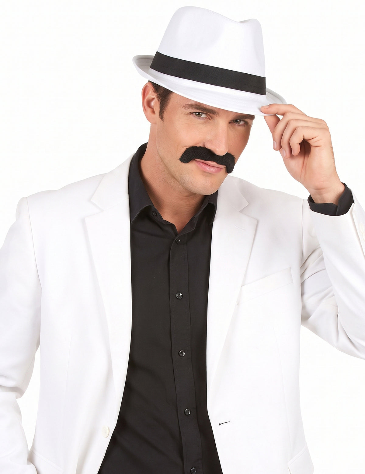 Bílý klobouk Borsalino s černým pruhem pro dospělé